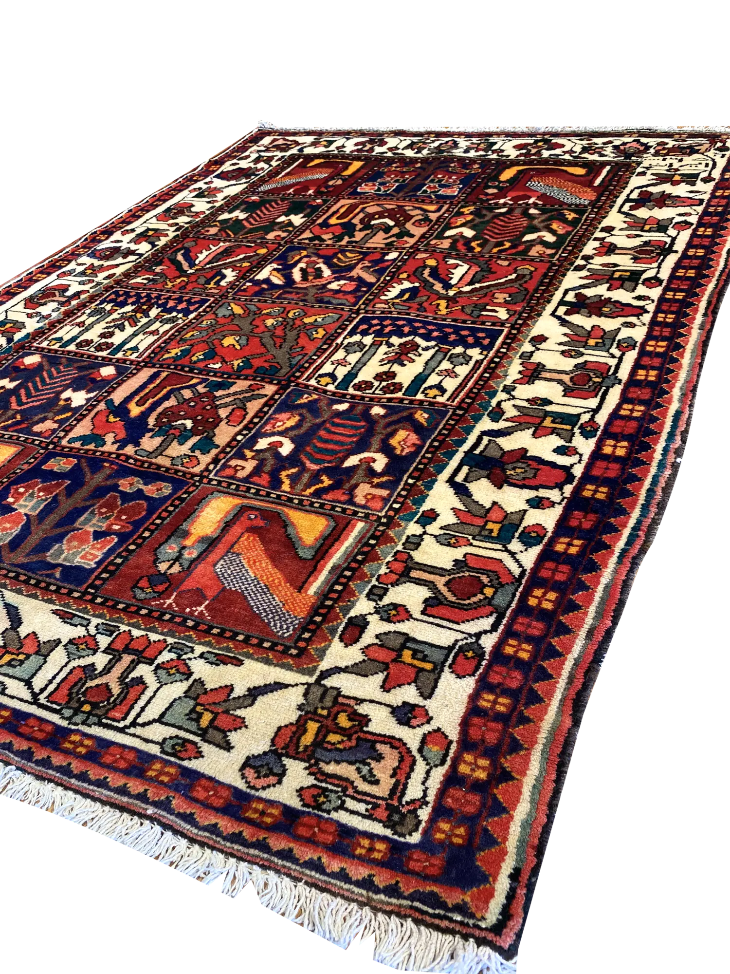 Vintage Persian Bakhtiari 4' 1" x 6' 7" Handmade Wool Area Rug - Shabahang Royal Carpet