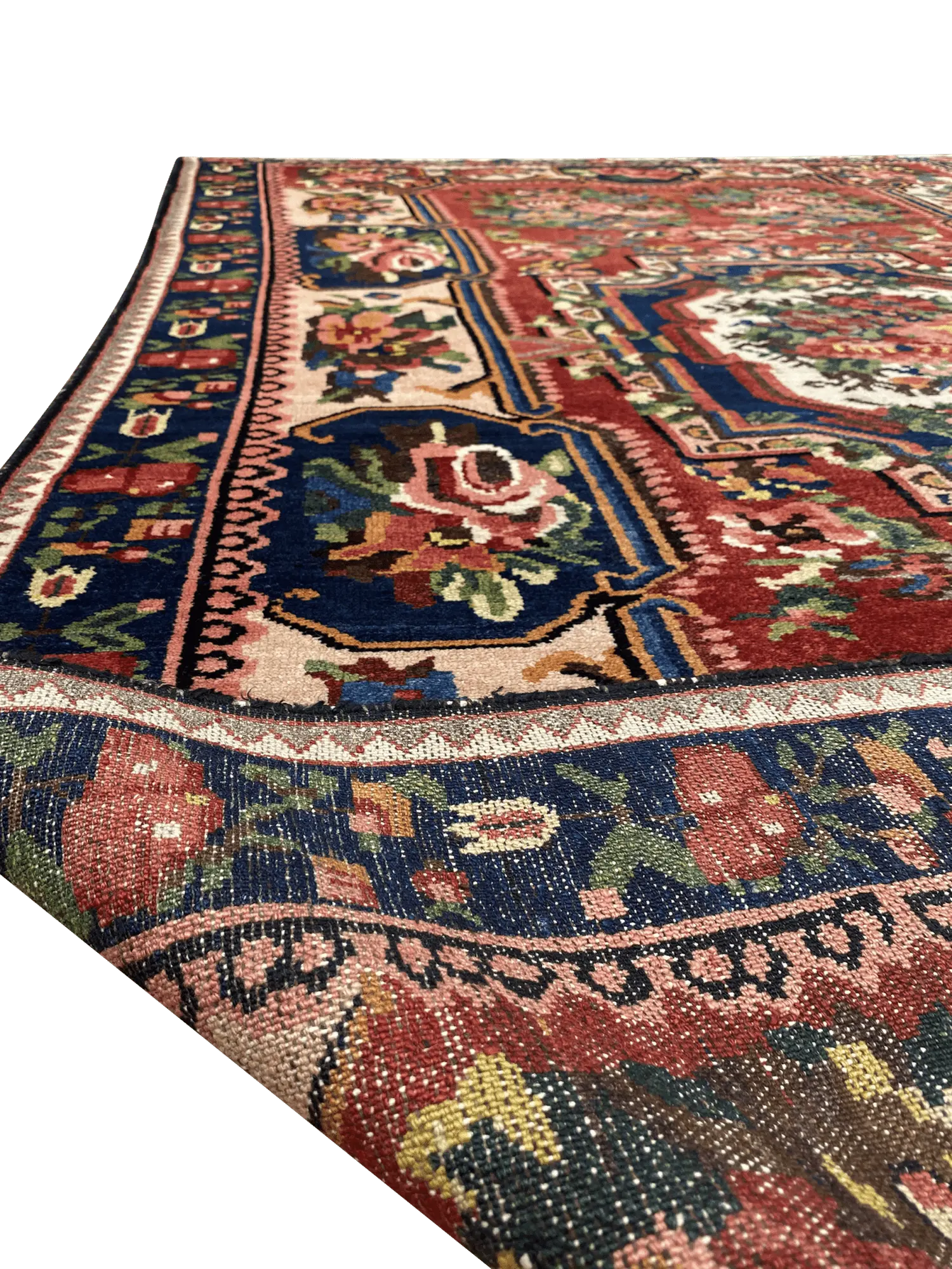 Antique Persian Bakhtiari 4' 10" x 7' 10" Handmade Wool Area Rug