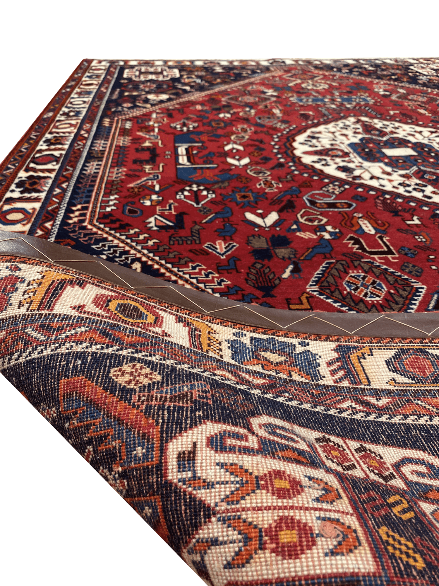 Antique Persian Ghashghaei 5' 3" x 8' 3" Handmade Wool Area Rug