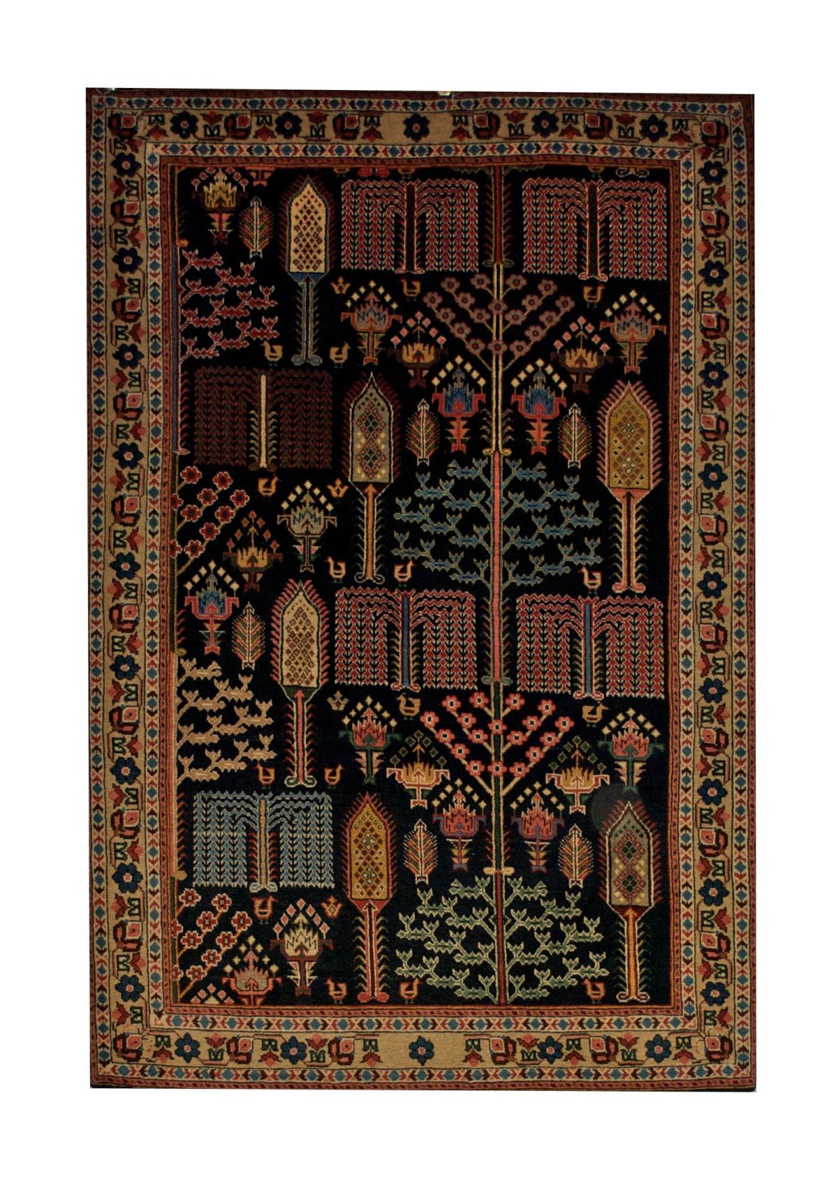 Persian Bakhtiari 3' 7" x 5' 1" Navy Blue Handmade Area Rug - Shabahang Royal Carpet
