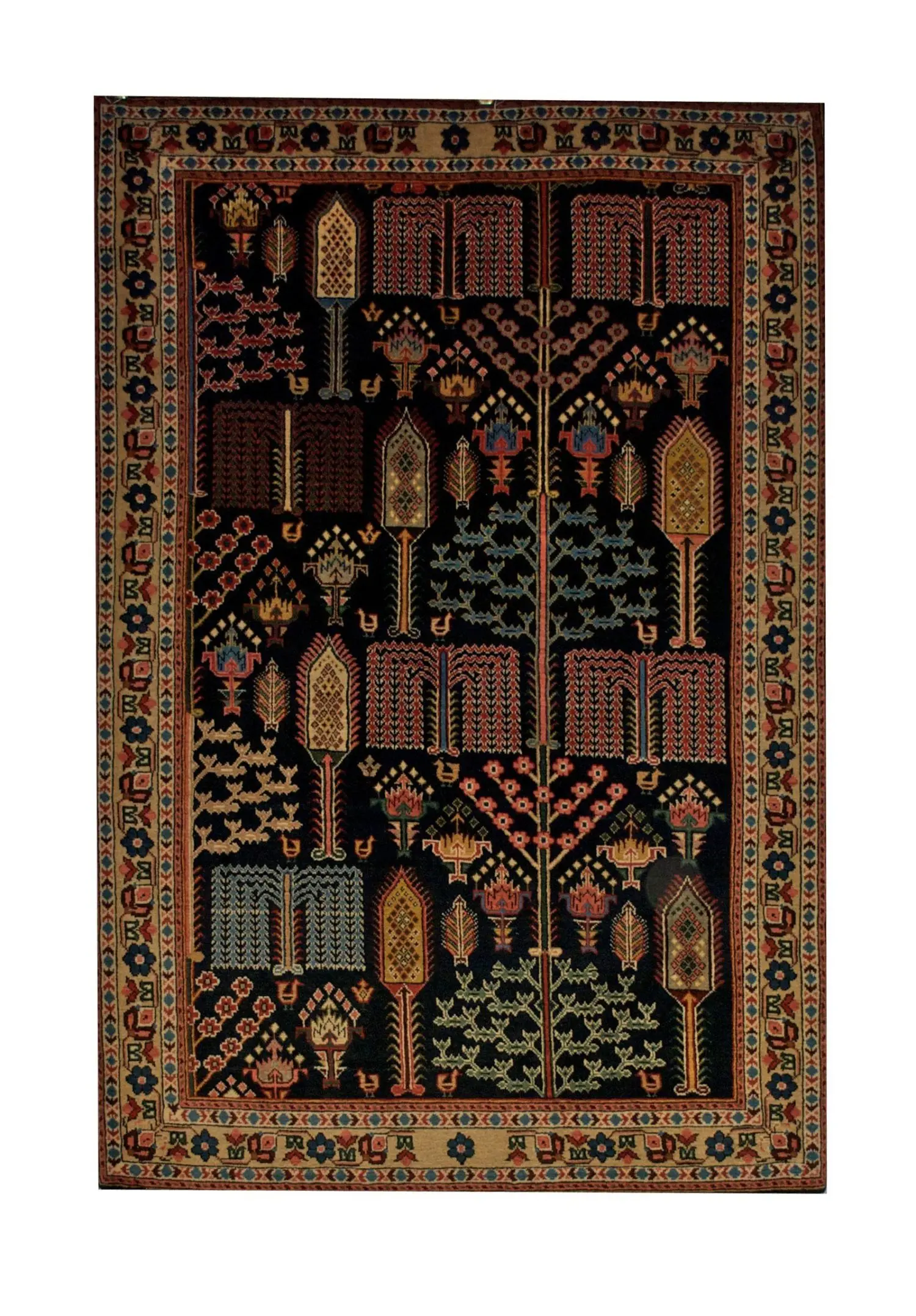 Persian Bakhtiari rug 3' 7" x 5' 1" Navy Blue Handmade Area Rug - Shabahang Royal Carpet