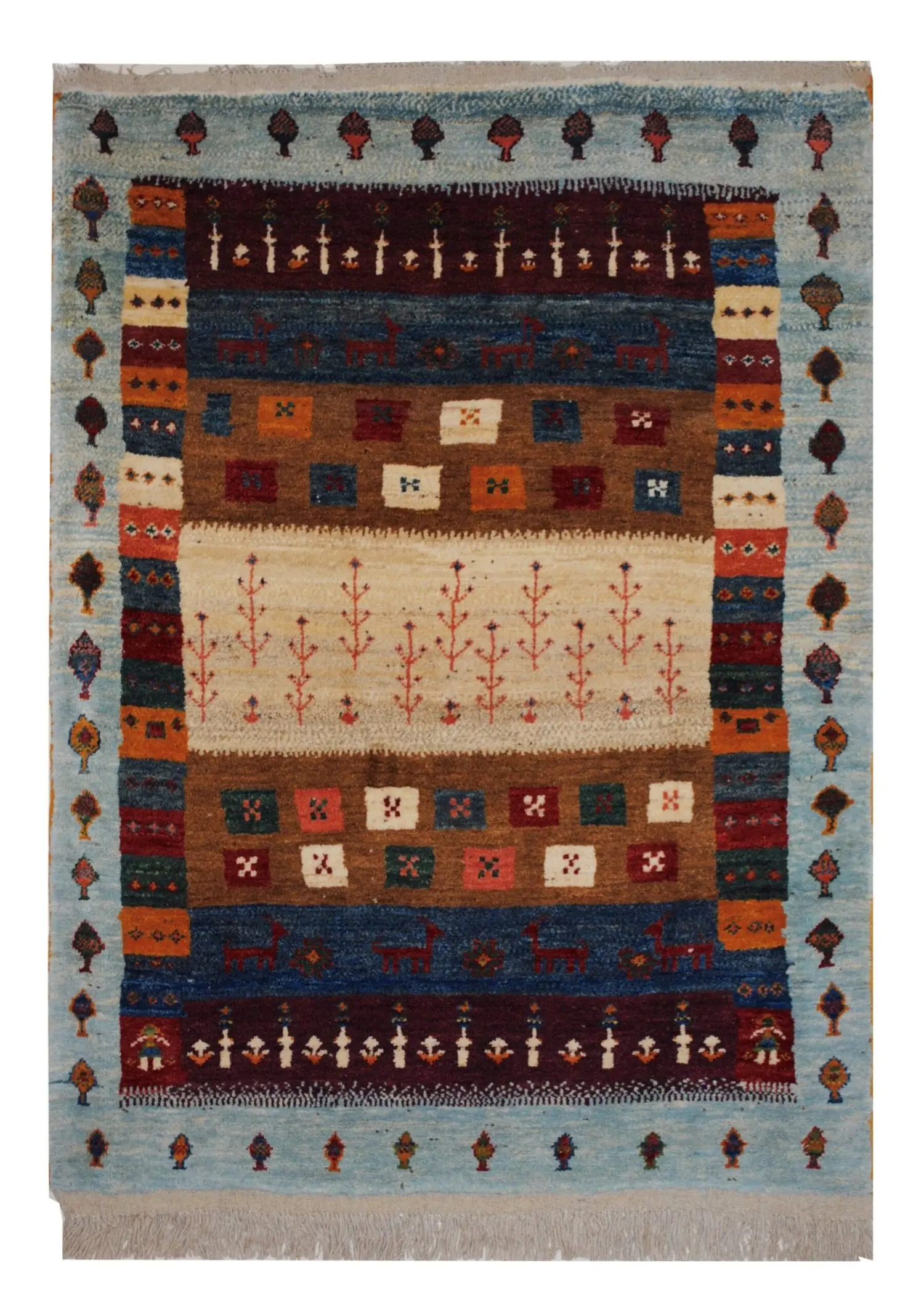Persian Gabbeh 4' 4" x 5' 11" Wool Handmade Area Rug - Shabahang Royal Carpet