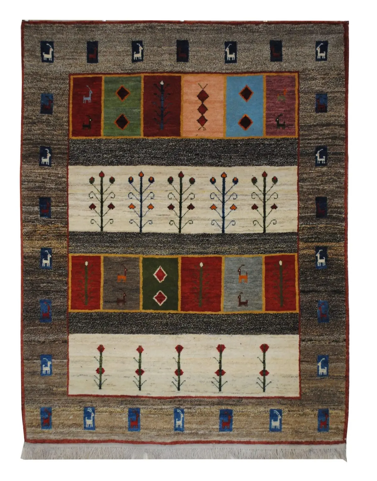 Persian Gabbeh area rug 5' x 6' 7" Wool Handmade Area Rug - Shabahang Royal Carpet