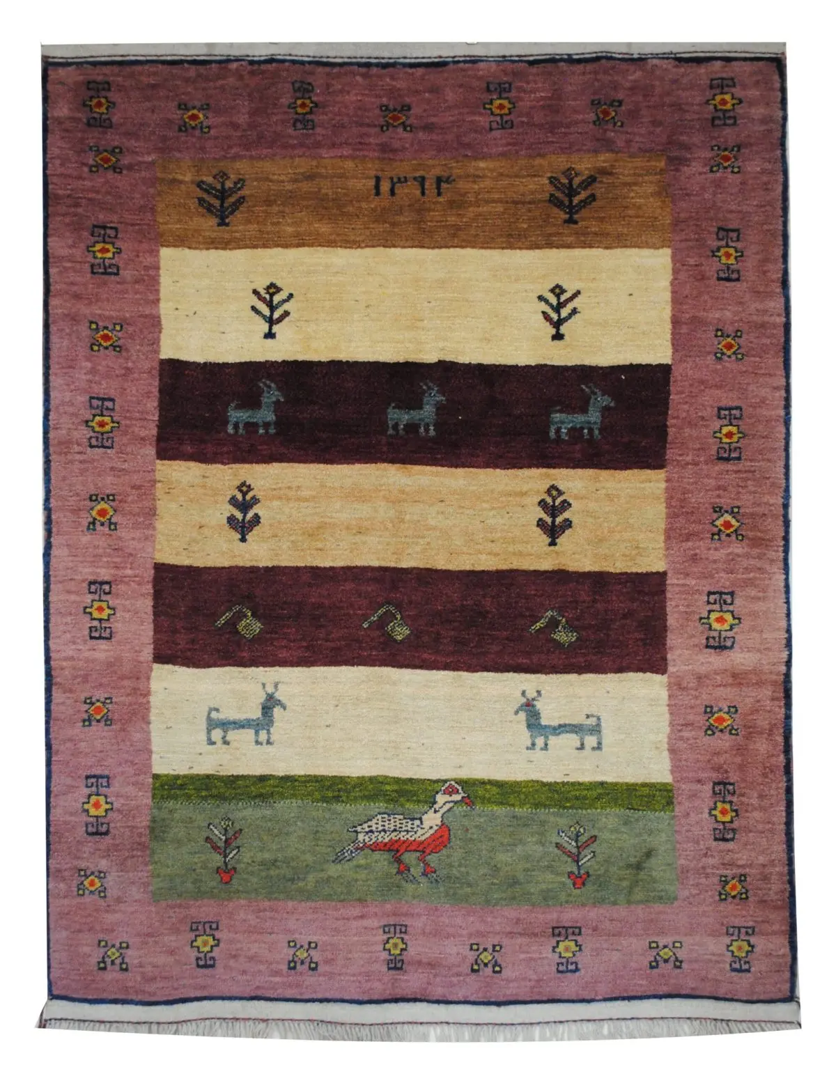 Persian Gabbeh rug 5' x 7' Wool Handmade Area Rug - Shabahang Royal Carpet
