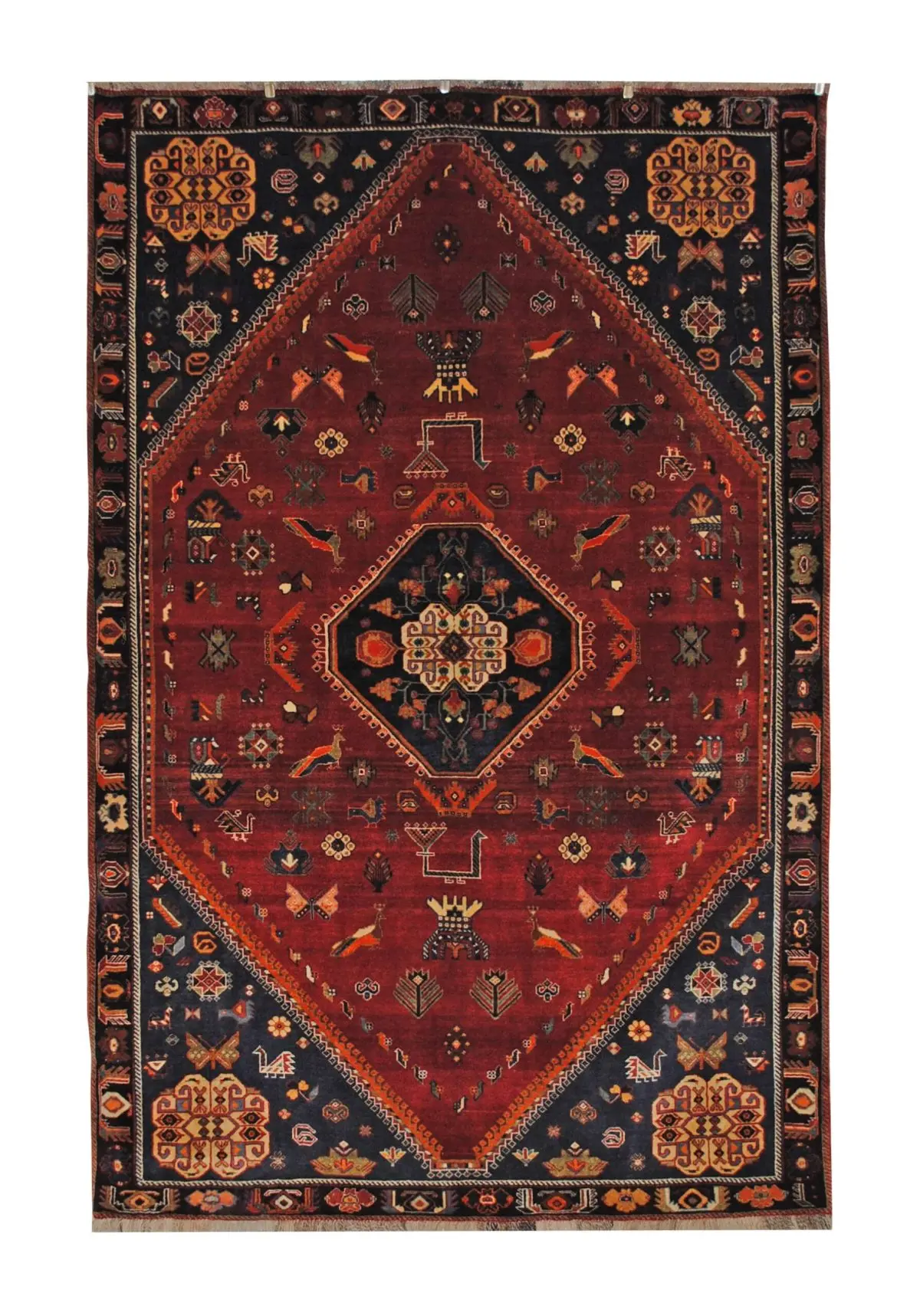 Antique Persian Ghashghaei 5' 2" x 8' Handmade Wool Area Rug - Shabahang Royal Carpet