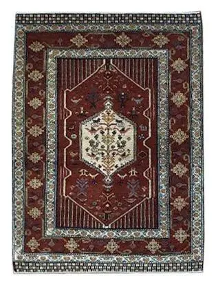 Persian Gabbeh Rug 4' x 5' 5" Wool Handmade Area Rug - Shabahang Royal Carpet