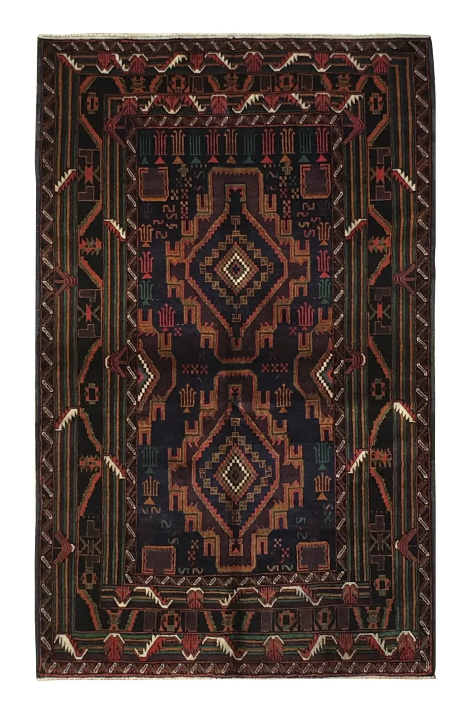 Balouchi Tribal 3' 6" x 5' 9" Wool Handmade Area Rug - Shabahang Royal Carpet