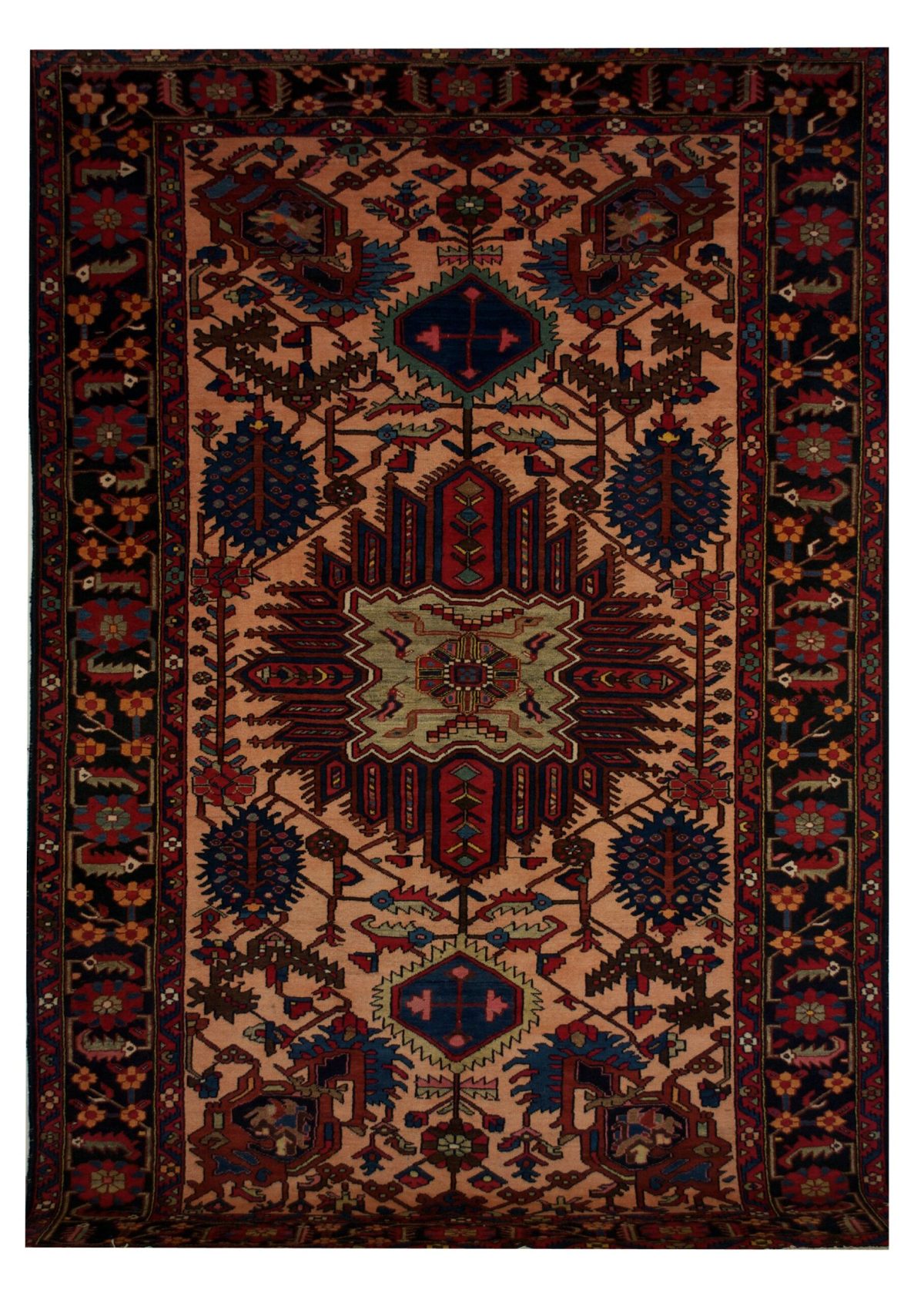 Antique Persian Bakhtiari 7' 3" x 10' 7" Handmade Wool Area Rug - Shabahang Royal Carpet