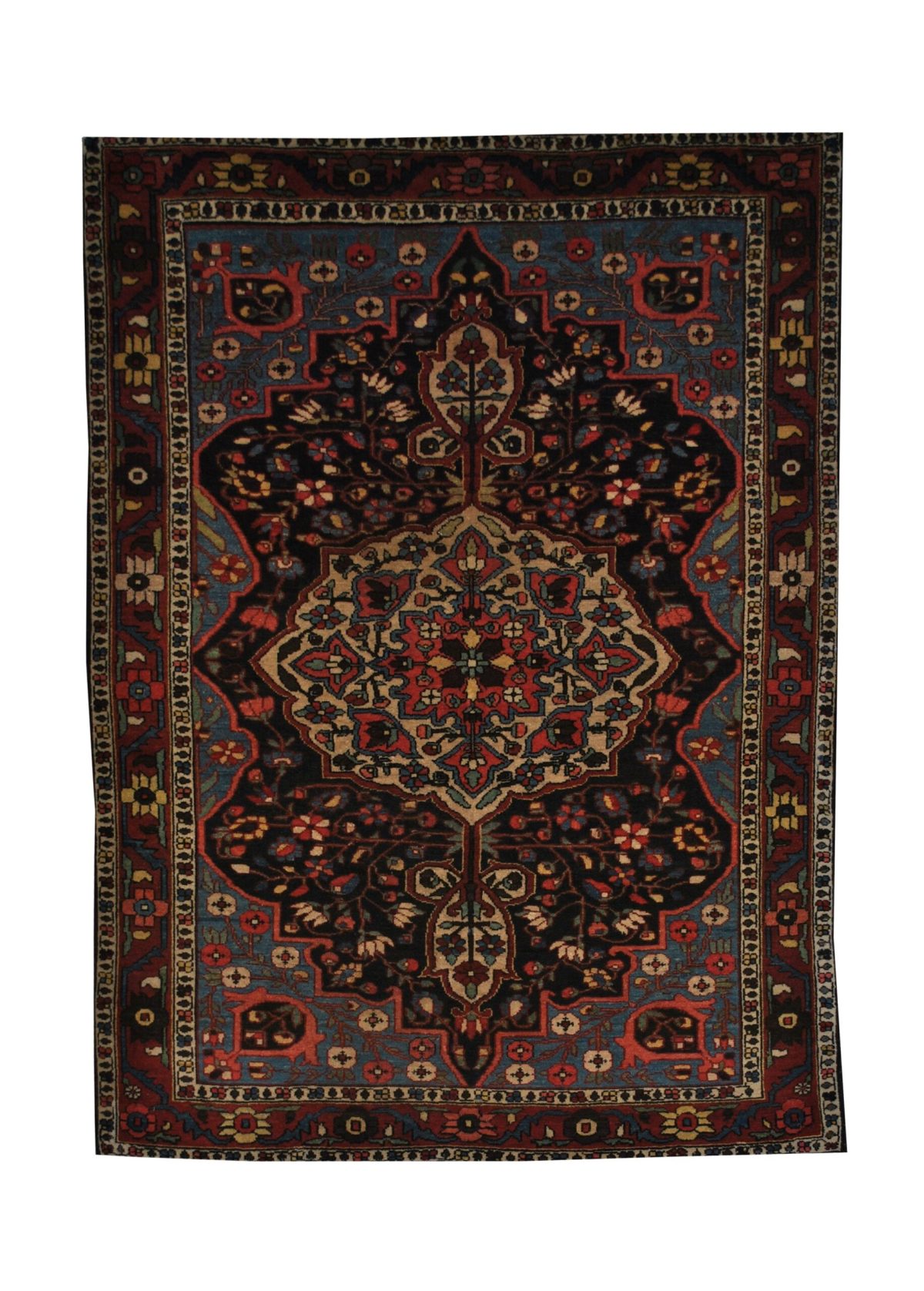 Antique Persian Bakhtiari 4' 6" x 6' 5" Handmade Wool Area Rug - Shabahang Royal Carpet