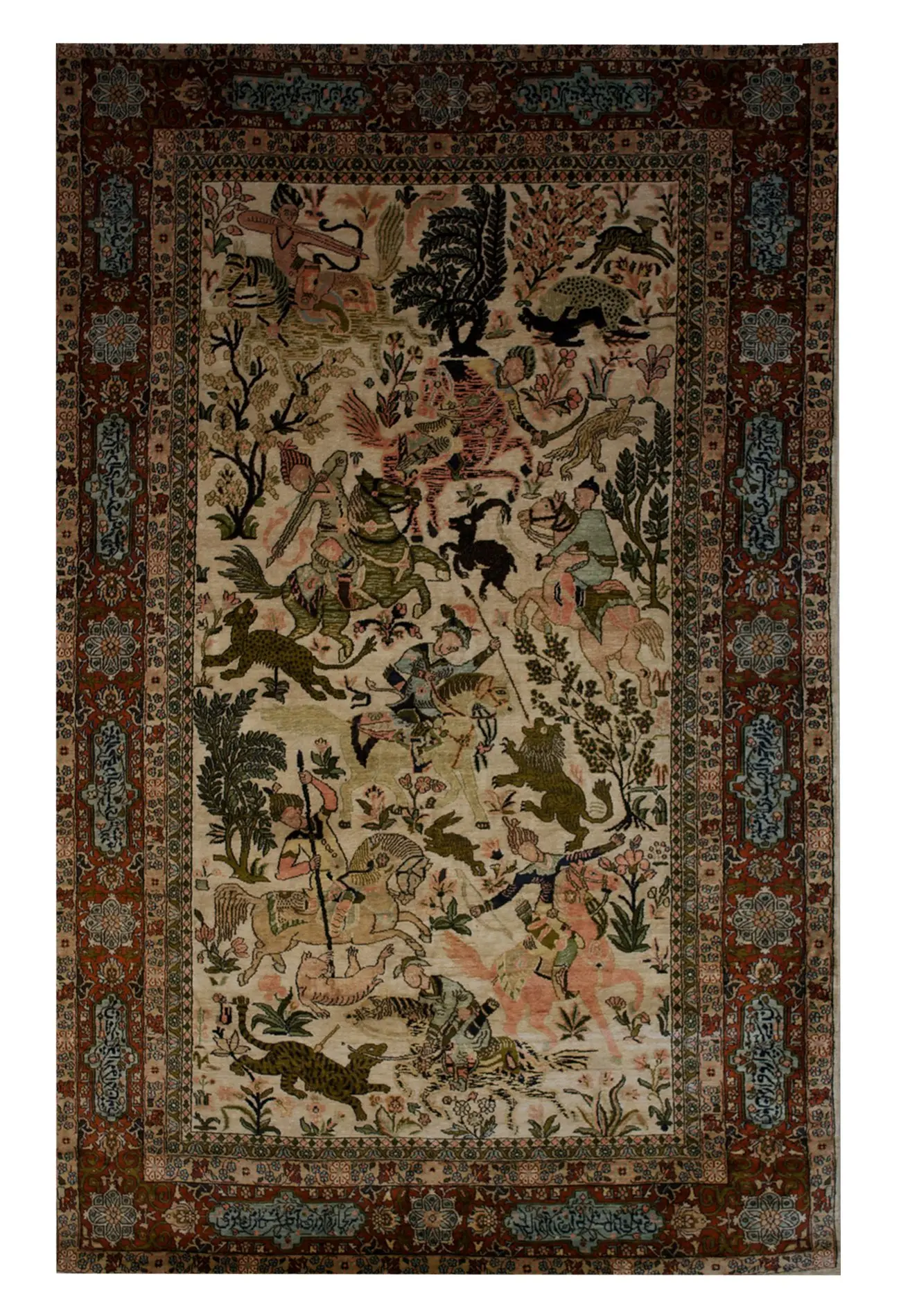 Tabriz Hunting Scene 4' 6" x 7' 2" - Shabahang Royal Carpet