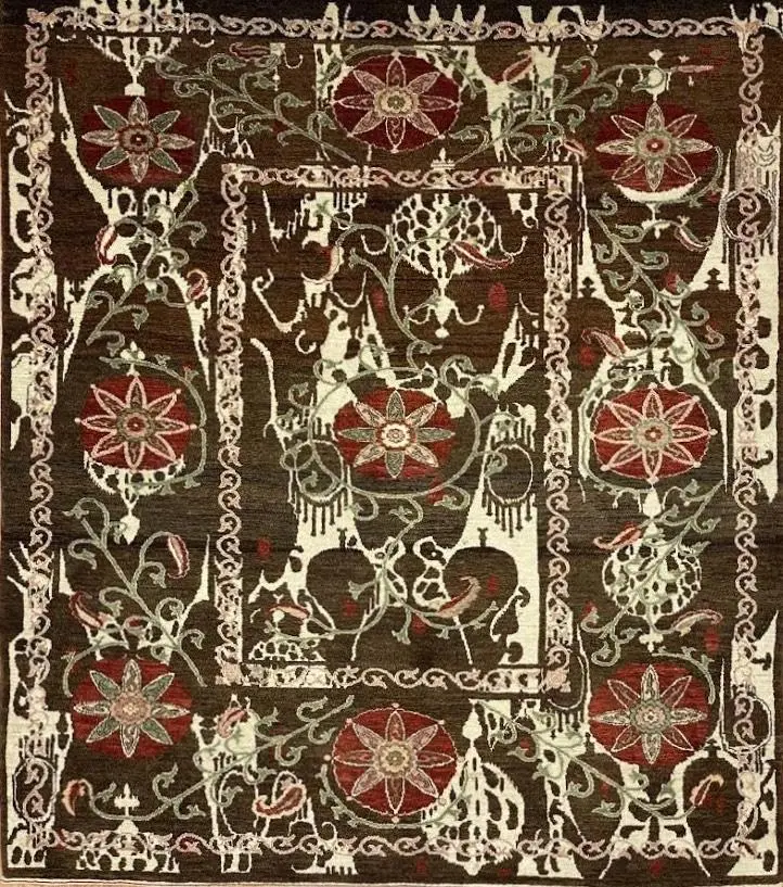Persian Suzani 4' 10" x 5' 5" Handmade Area Rug - Shabahang Royal Carpet