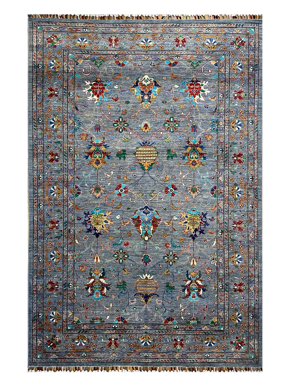 Colorful Hajijalili Tabriz 5' 10" x 8' 6" Handmade Area Rug