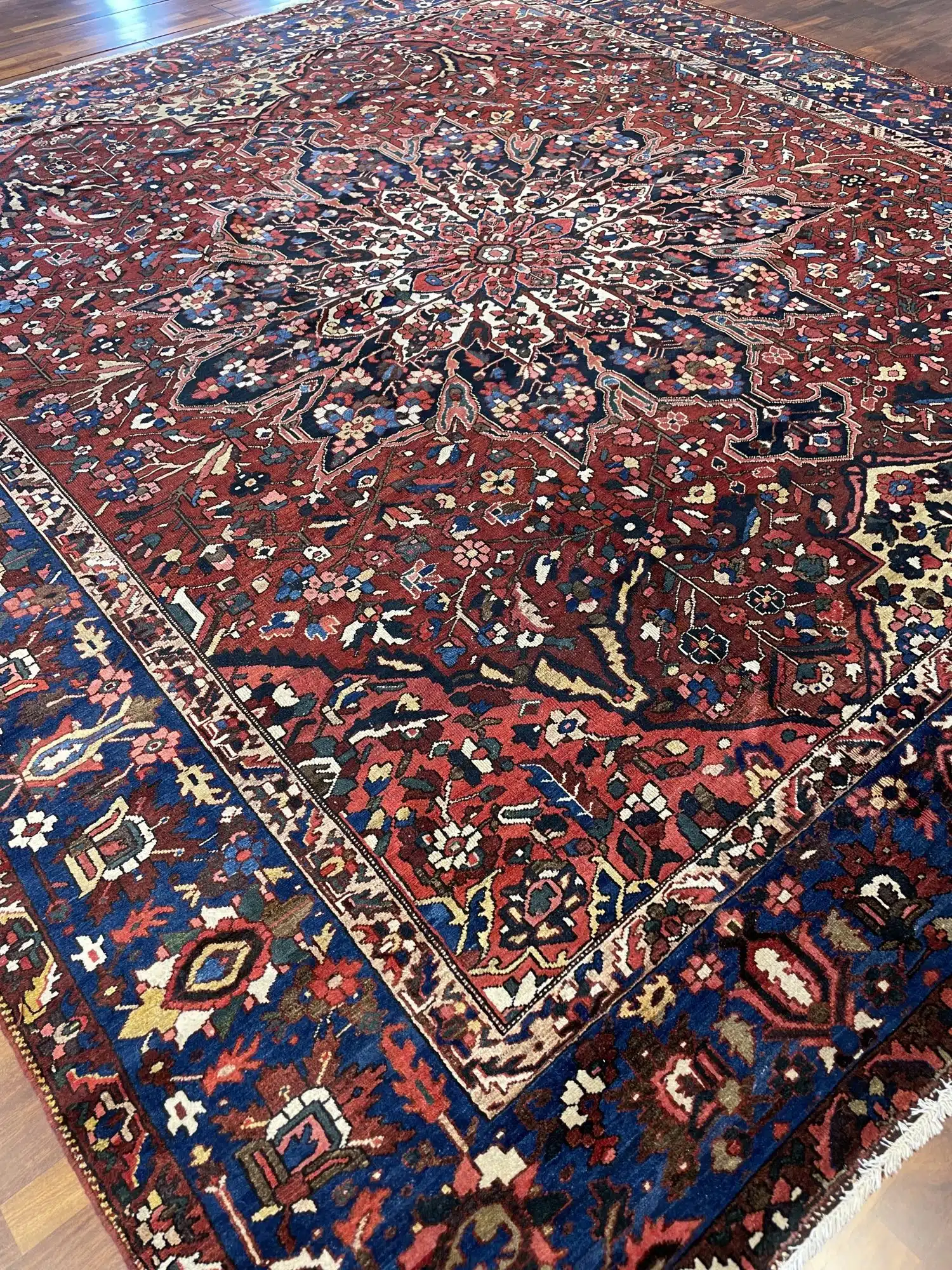 Antique Persian Bakhtiari 12' 11" x 13' 6" Handmade Area Rug