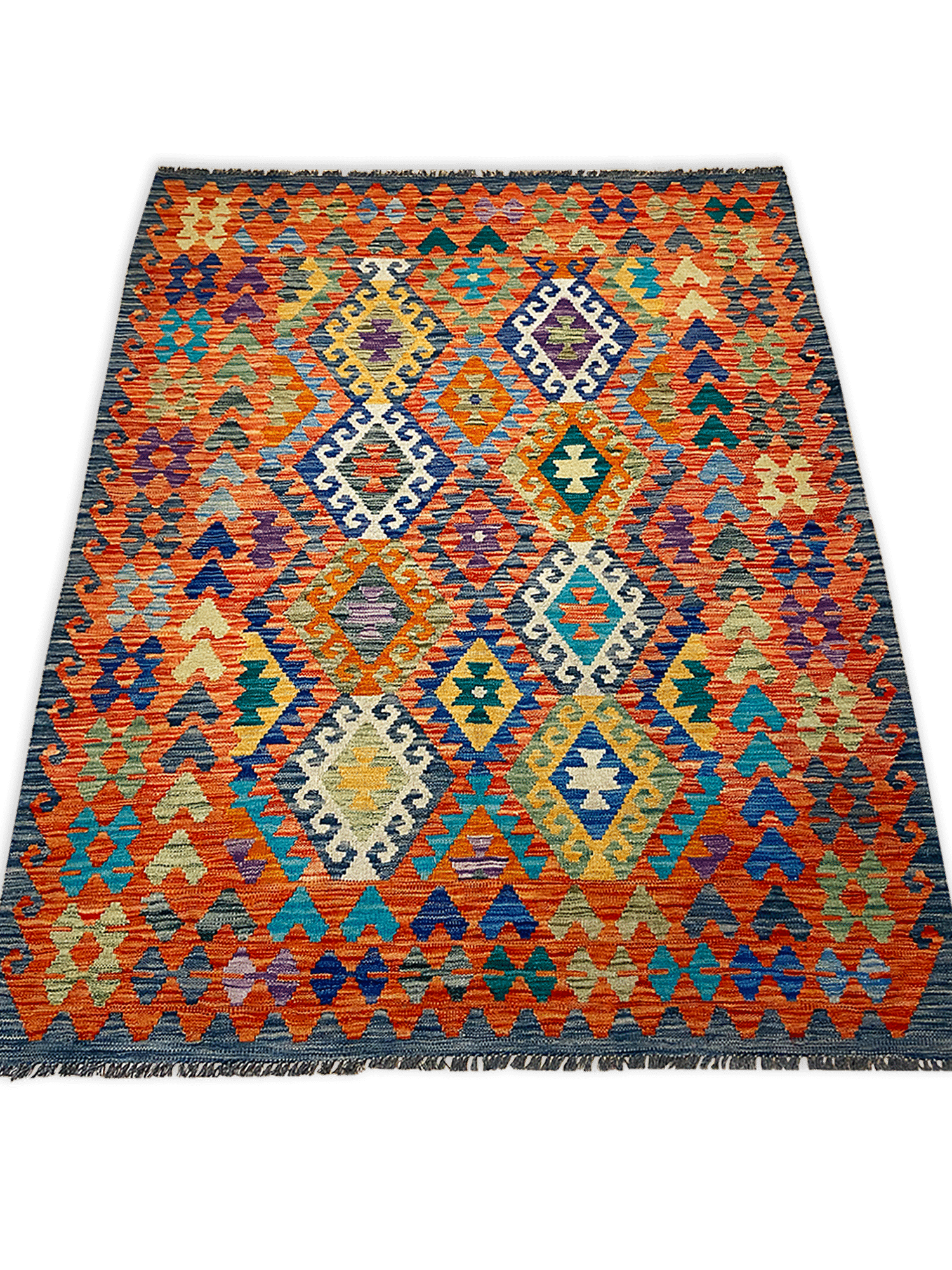 One-of-a-Kind Kalossi Southwestern Handmade Kilim 5' 1" X 6' 4" Wool Orange Area Rug