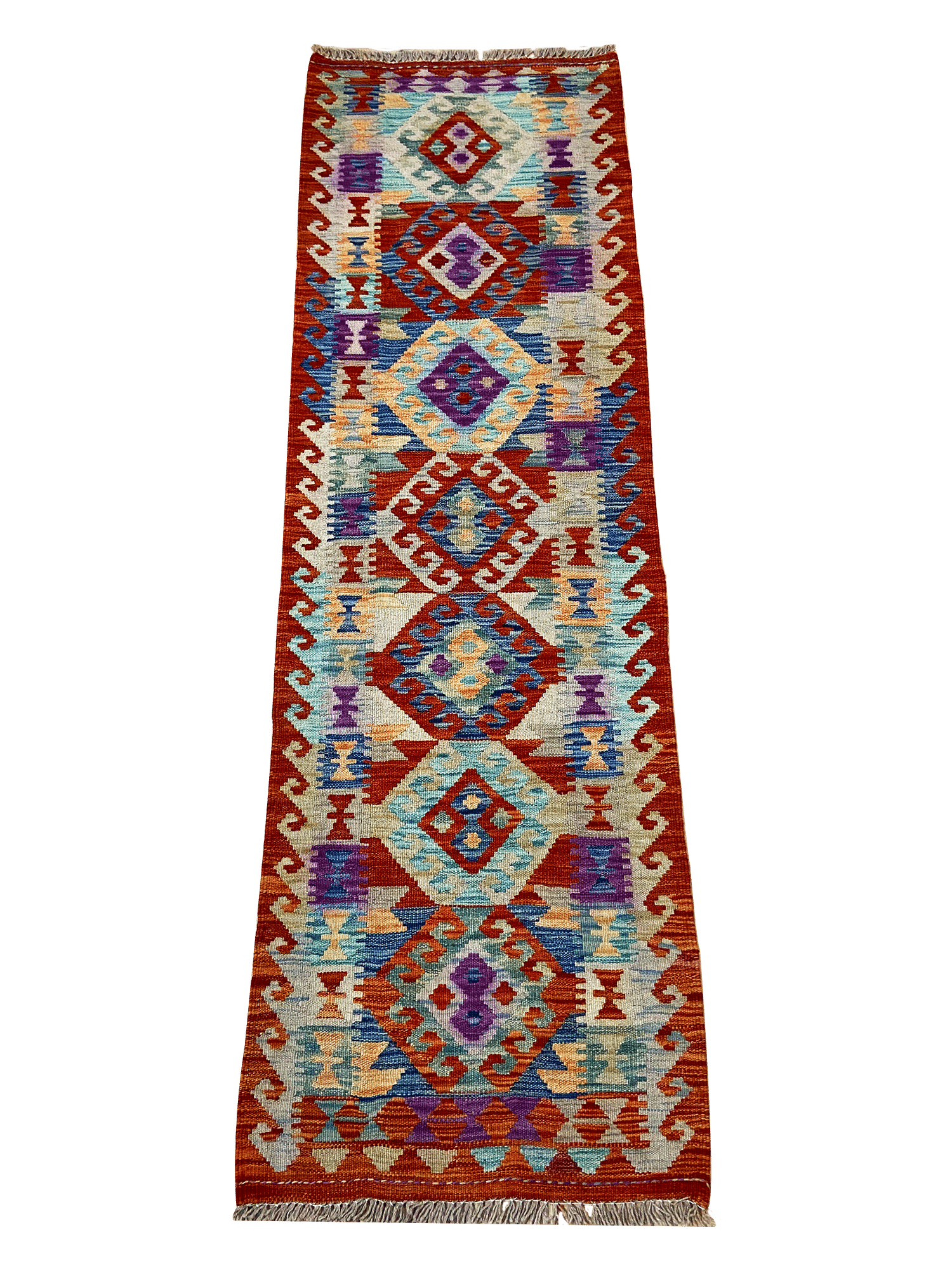 One-of-a-Kind Lakshmi Southwestern Handmade Kilim 2' 1" X 6' 6" Wool Orange Area Rug