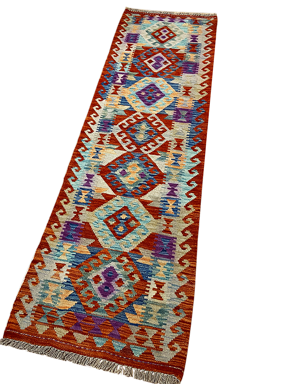 One-of-a-Kind Lakshmi Southwestern Handmade Kilim 2' 1" X 6' 6" Wool Orange Area Rug