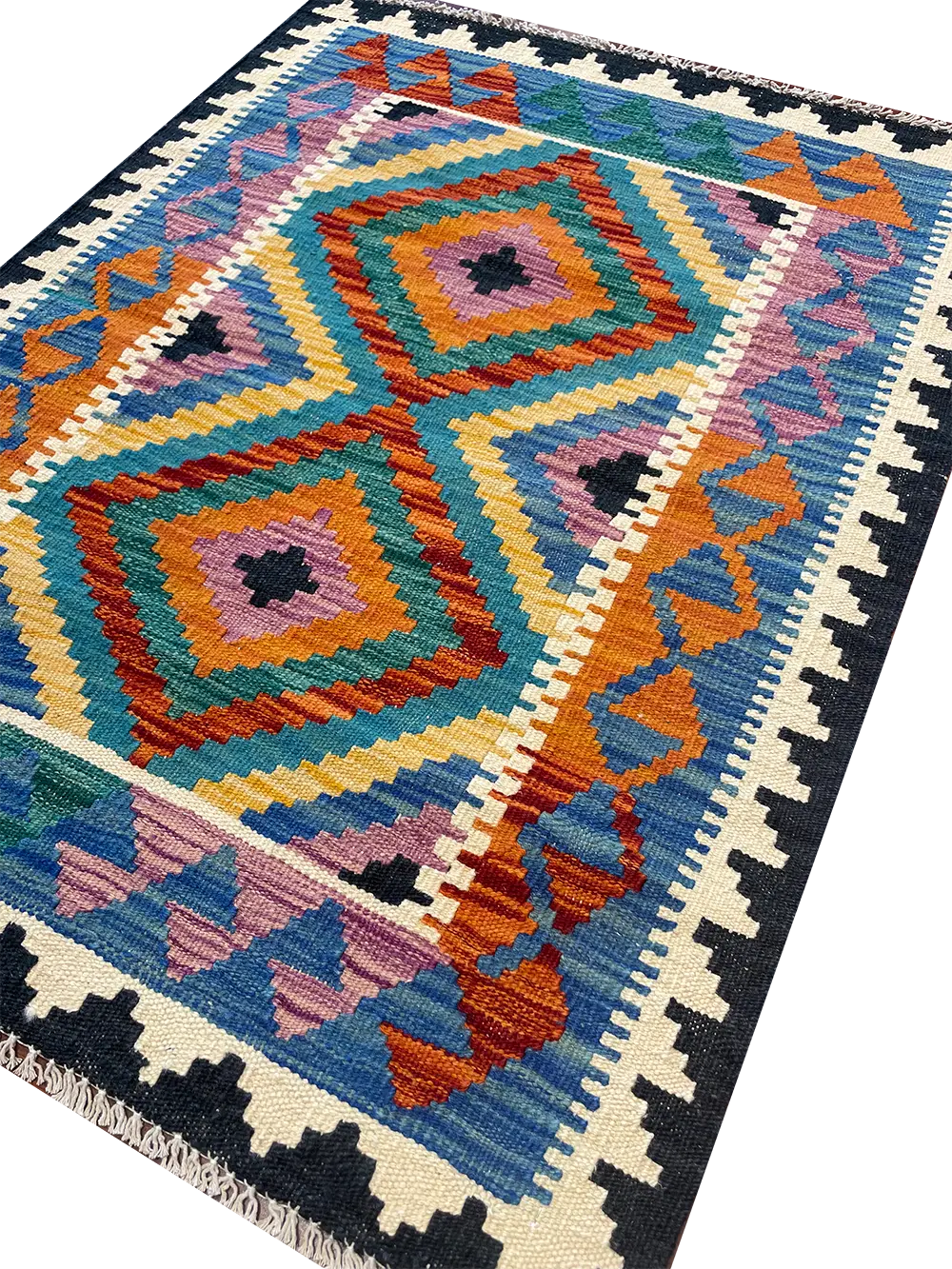 Vibrant Handmade Flatweave Kilim Rug 2'10" x 3'9"