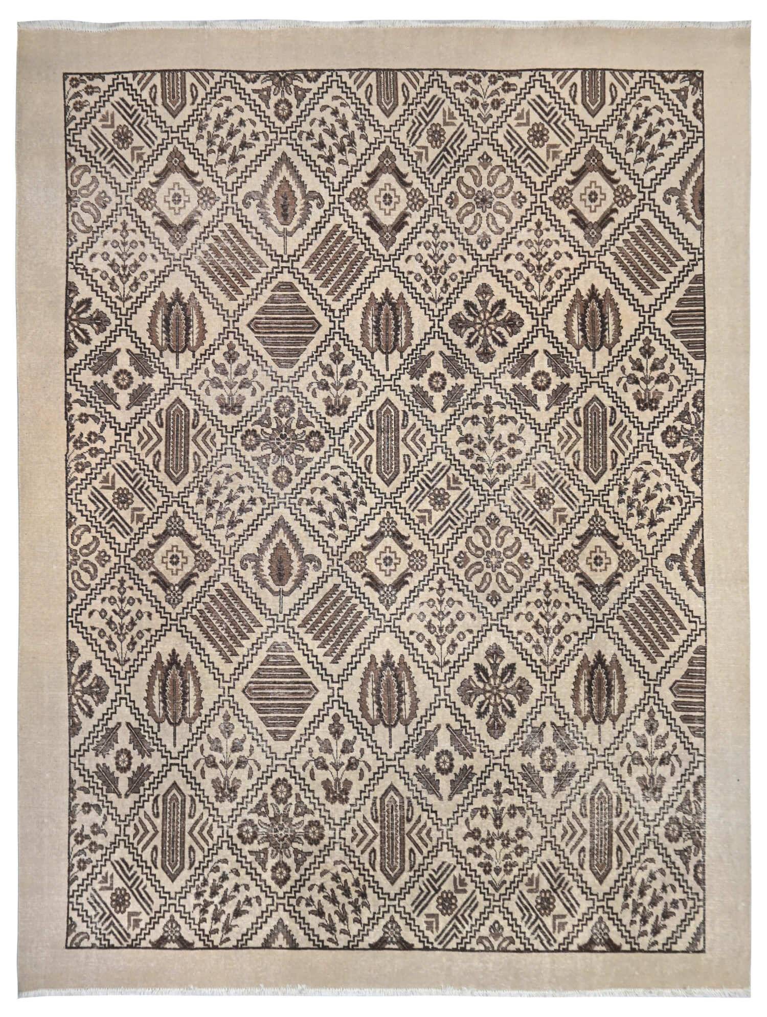 Vintage Persian Tabriz 9' 7" x 12' Handmade Area Rug